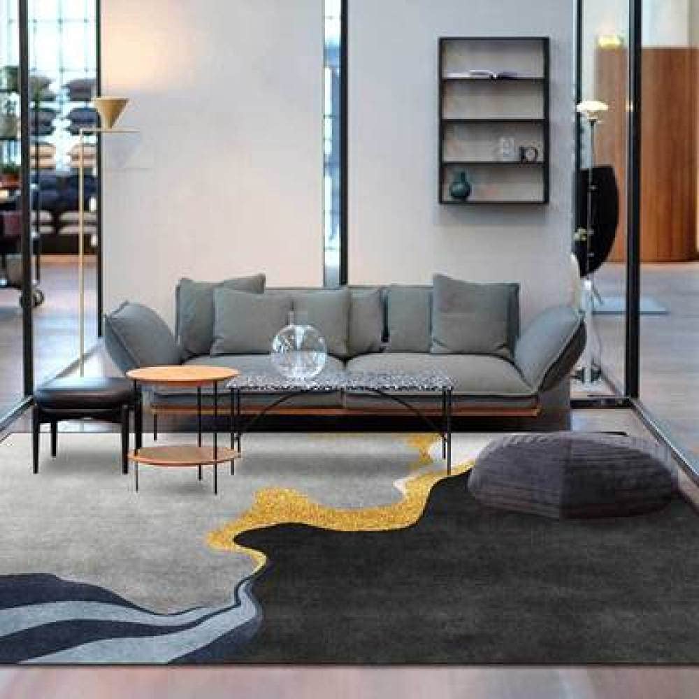 Dywany do salonu dywaniki abstrakcyjne górskie woda niebieskie złoto antypoślizgowe bardzo duże średnie wystrój domu dywaniki podłogowe 160 x 230 cm