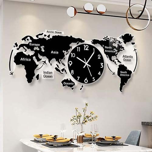 Miniatura 5 de Reloj de pared 3D World Map Wall Clock for Living Room Decor Modern Wall Art Decor Acrylic Silent Non Ticking Hanging Clock for Home Office