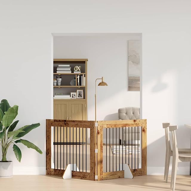 Foto 2 de 8 de vidaXL Puerta para Perros Plegable con Soportes 2 uds. 200,5 cm