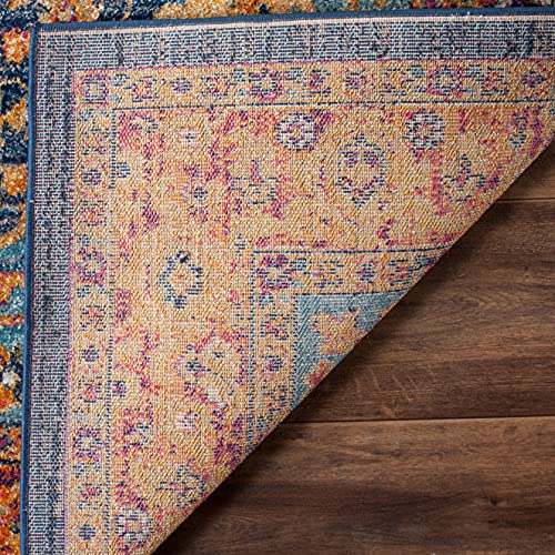 Tapete SAFAVIEH Evoke 4 x 6 pies Azul/Naranja miniatura 5