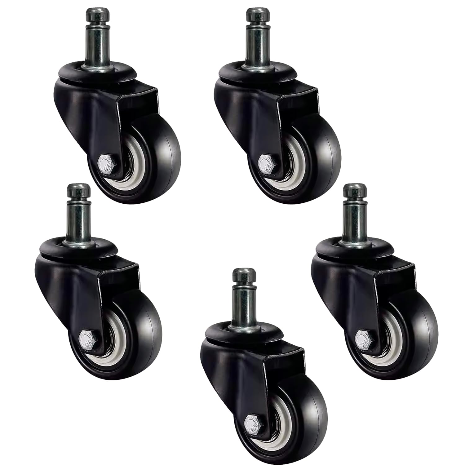Set 5 Rotelle Per Sedia Ufficio - Stile Rollerblade 7,6 Cm, Protegge Pavimenti In Legno E Piastrelle