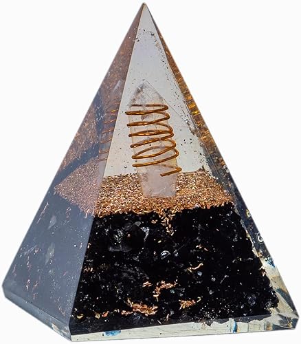 Miniatura 9 de Pirámide de orgono cristales de piedra de lapislázuli azul con punta de cuarzo envuelta en cobre