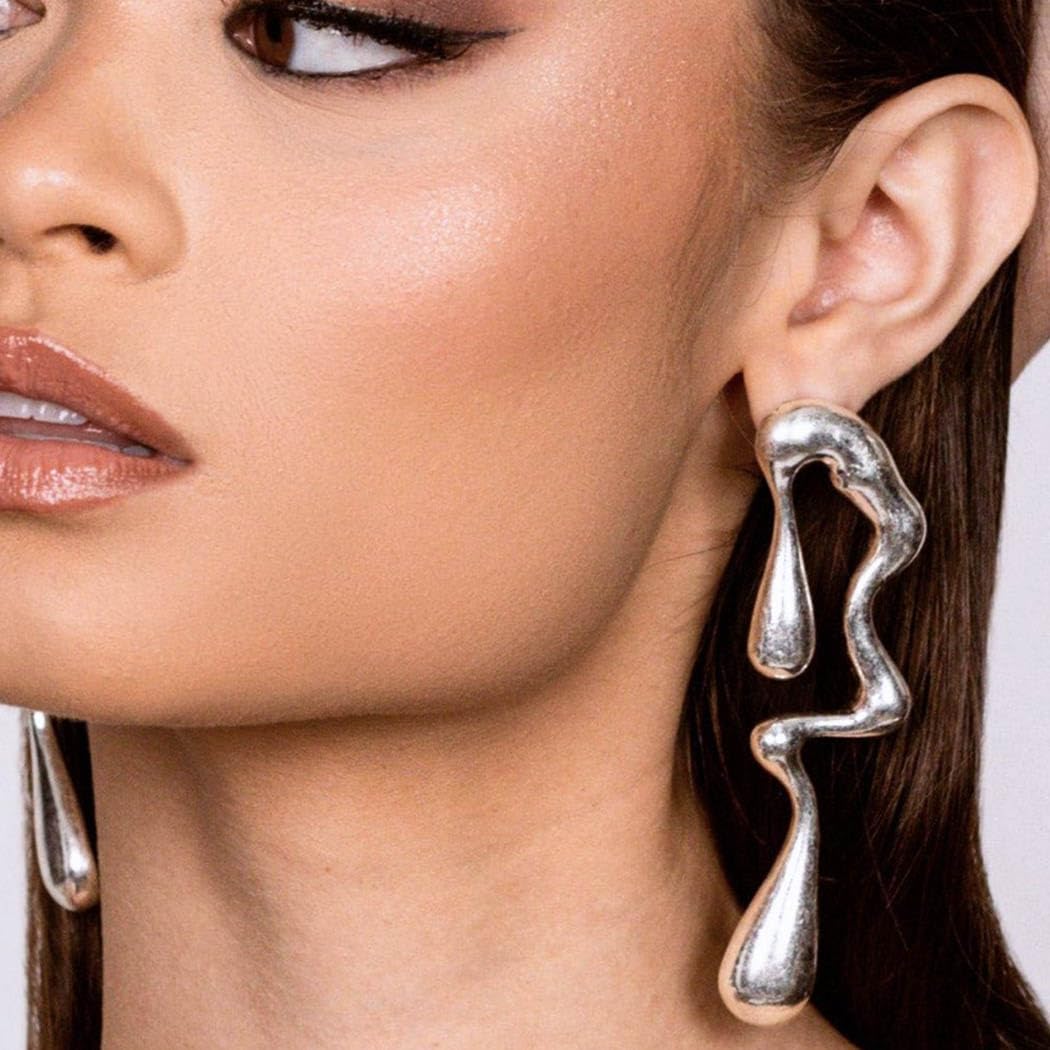 Gangel Large Stud Earring Long Dangle Earring Waterdrop Earrings Mismatched Earring Rave Trendy Jewelry Statement Earrings for Women - Image 6