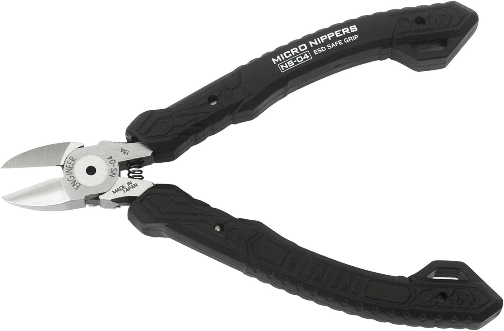ENGINEER NS-04 Precision Side Cutters, Professional Grade, ESD Safe with Hardened Carbon Steel Jaws