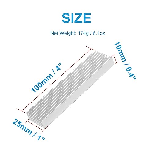 Vista 4 de uxcell 5 unidades de disipador de calor de aluminio, radiador de aluminio en tono plateado, disipador de calor de aletas de refrigeración