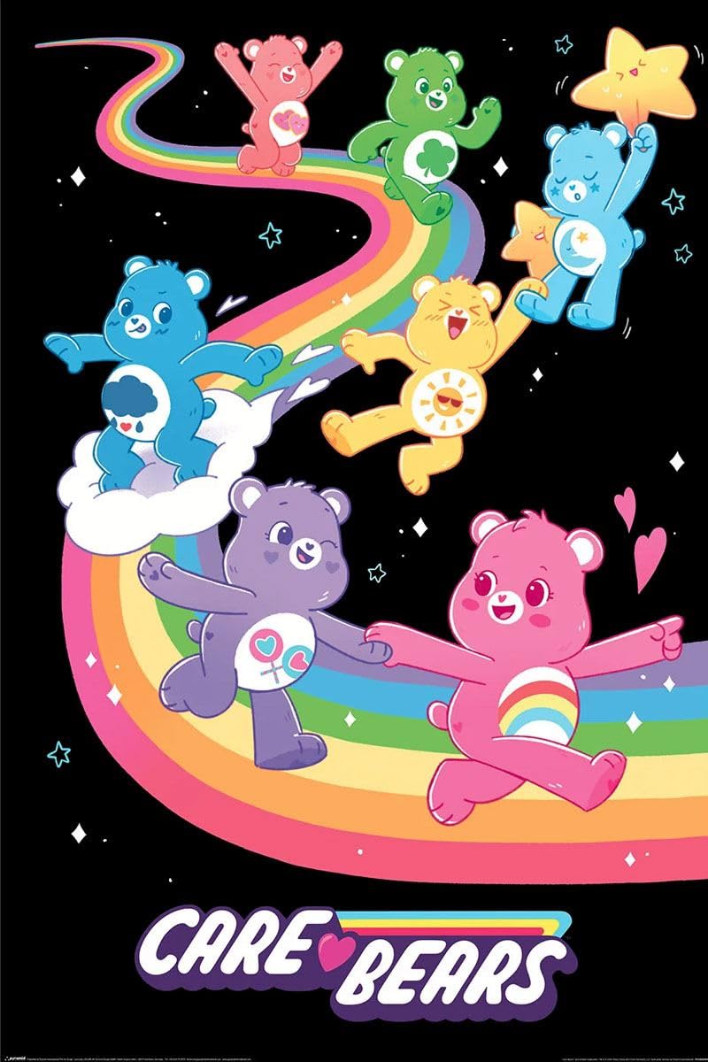 Grindstore Multicolour Care Bears We Love Rainbows Maxi Poster - Laminated Large Wall Art Print, Wall Decor, Home Office Classroom Decoration, Gift Idea 91.5X61cm