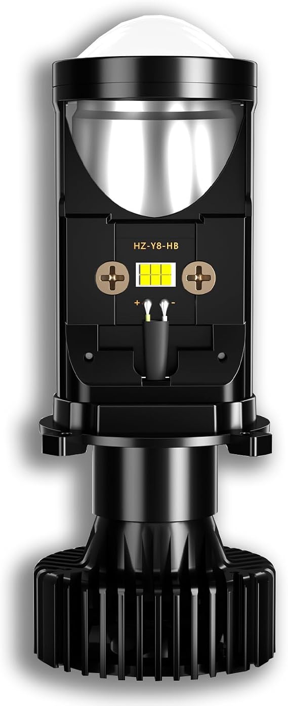 H4 LED Mini Projector Lens Built-in LED Bulb, Ultra-Bright 20,000LM, Right-Hand Drive Vehicle Compliant, Error Canceller, 6000K, Set of 2