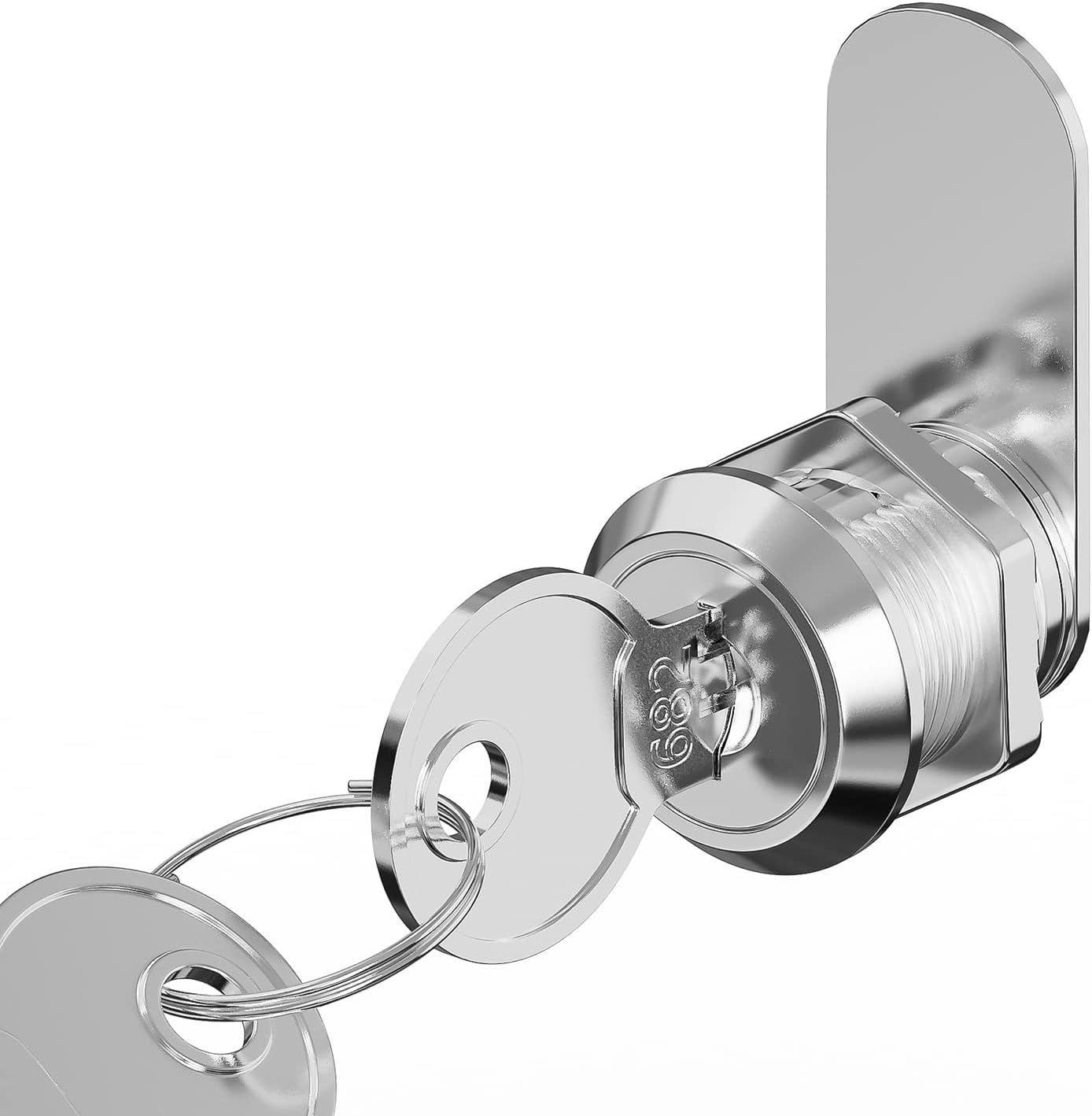 Cabinet Cam Lock Set, 5 Pack Keyed Alike 5/8 Inch Cylinder Cam Locks Secure Mailbox File Drawer Dresser RV Compartment Lock Tool Box Replacement Hardware, Chrome-Finish Zinc Alloy