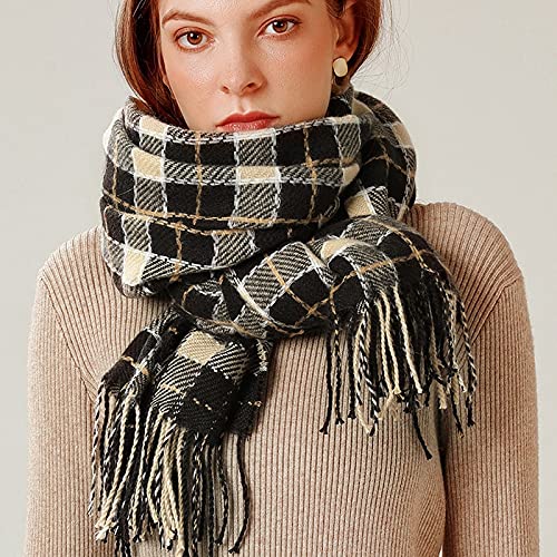 Szaliki Szalik Szale Szalik zimowy Kobiety Ciepły Koreański Styl Szklany Szaliki Womans Winter Fall Ciepłe Szalik Duże Tartan Szaliki Wrap Szal Szal Ciepły Chusty (Blue : Bronze, Size : 180x70cm)
