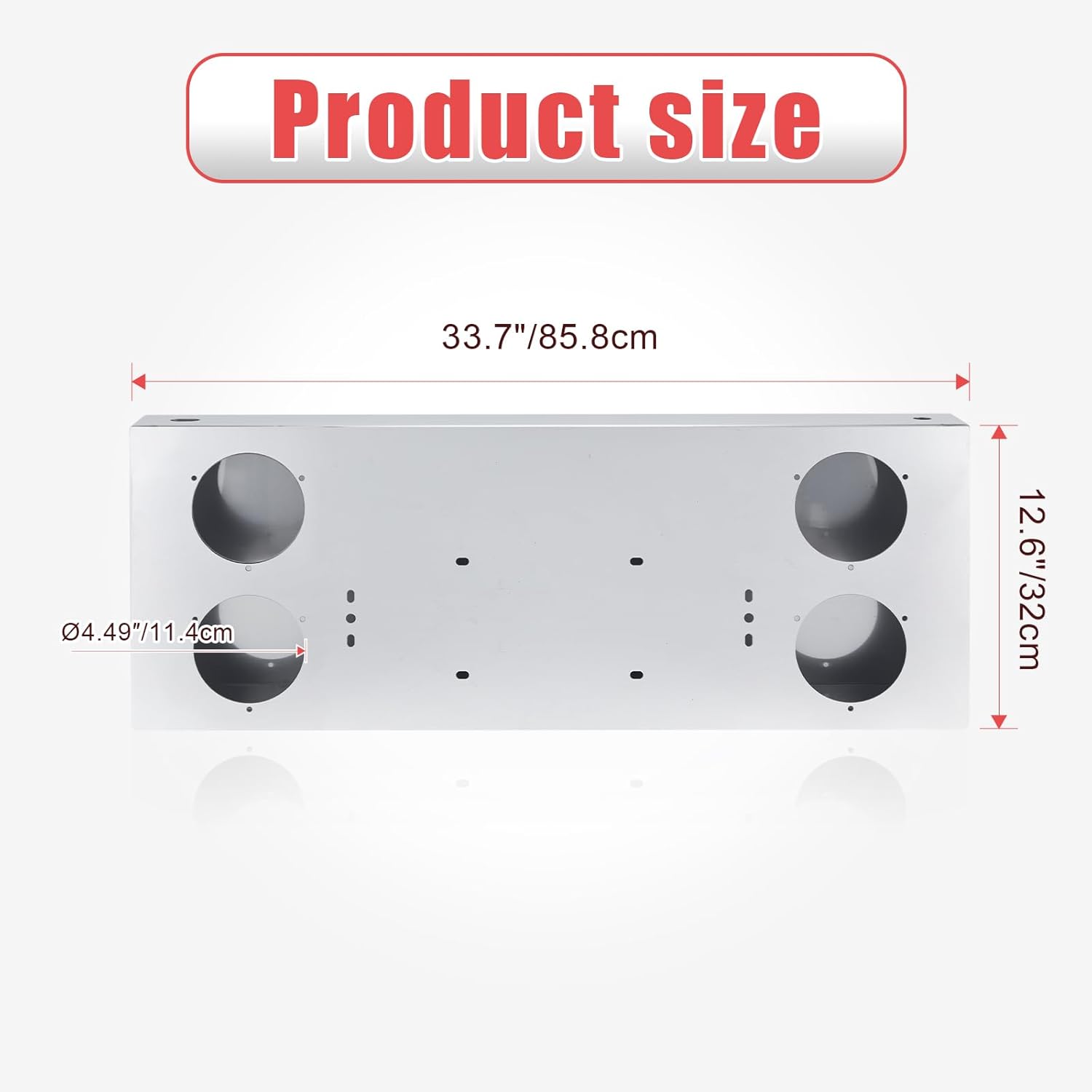 Tail Light Panel Stainless Steel with Four 4.49" Light Round Cutouts Rear Light Panel with a Backing Panel for Semi Truck