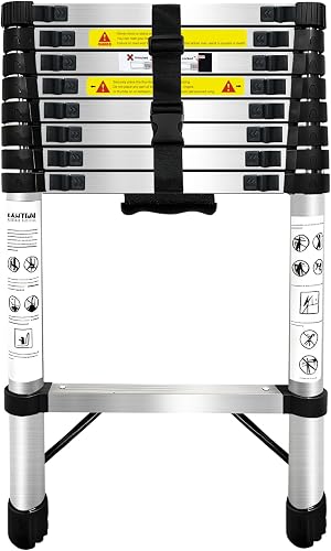Échelle télescopique en acier inoxydable, légère et polyvalente pour un usage domestique, portable et facile à ranger (2,6 m) - 1