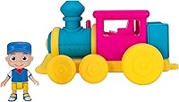 Vista 1 de CoComelon Característica vehículo, tren – vehículo de tren con sonidos – Figura exclusiva de conductor JJ – Se adapta a 4 figuras – Ruedas gratis