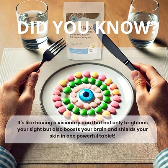 Eyehealth Vitamin & Mineral with Blueberry Extract & Lutein Complex 7 Veg Tablets Pills Health Food Vision Supplements HEALTHY MOOD