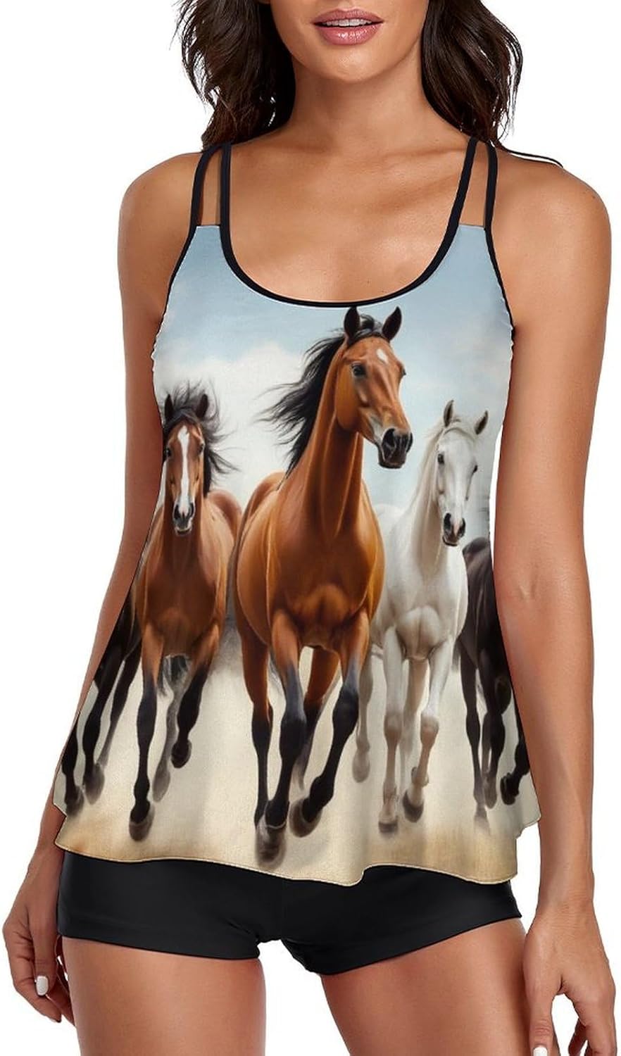 Women Two Piece Swimsuits Monokini High Neck Swimwear Cheeky Beachwear