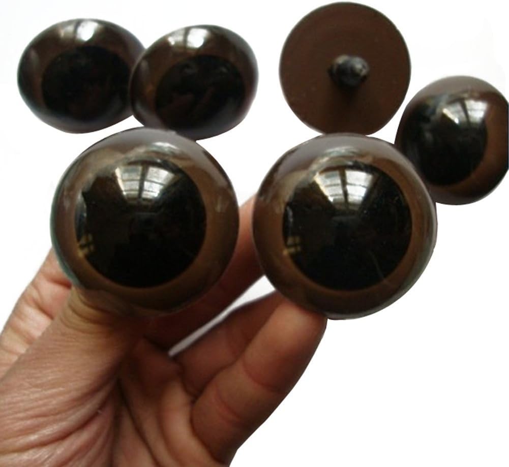 50 Pcs Brown Teddy Bear Eyes Doll Plastic Safety Eyes Craft Eyes with Washers(30 MM)
