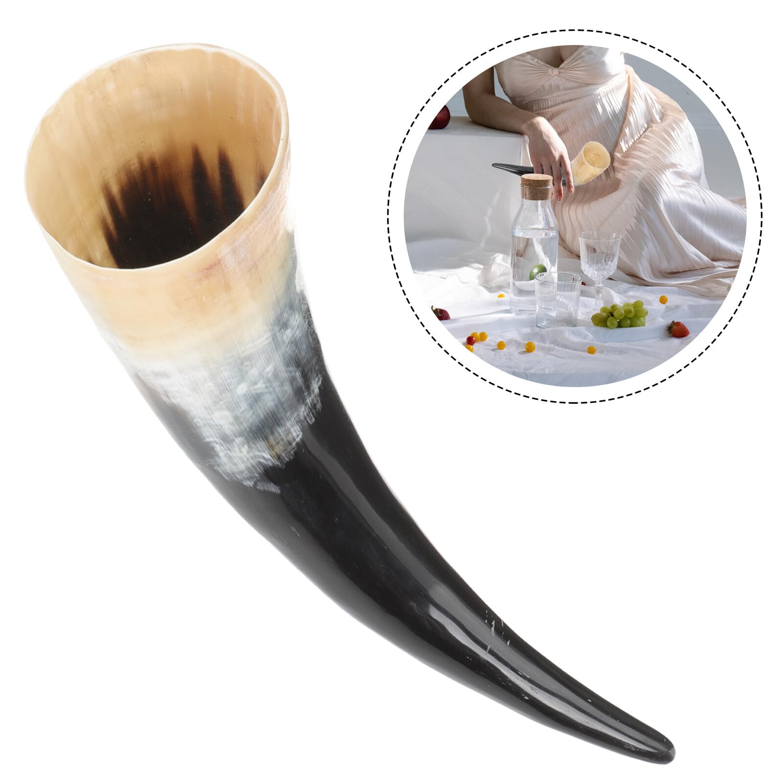 TOYANDONA Boccale in Corno per Bere Vino e Birra, Capienza Grande, Facile da Conservare, Stile Decorativo e Fatto a Mano, per Amici e Famiglia in Occasione Speciale