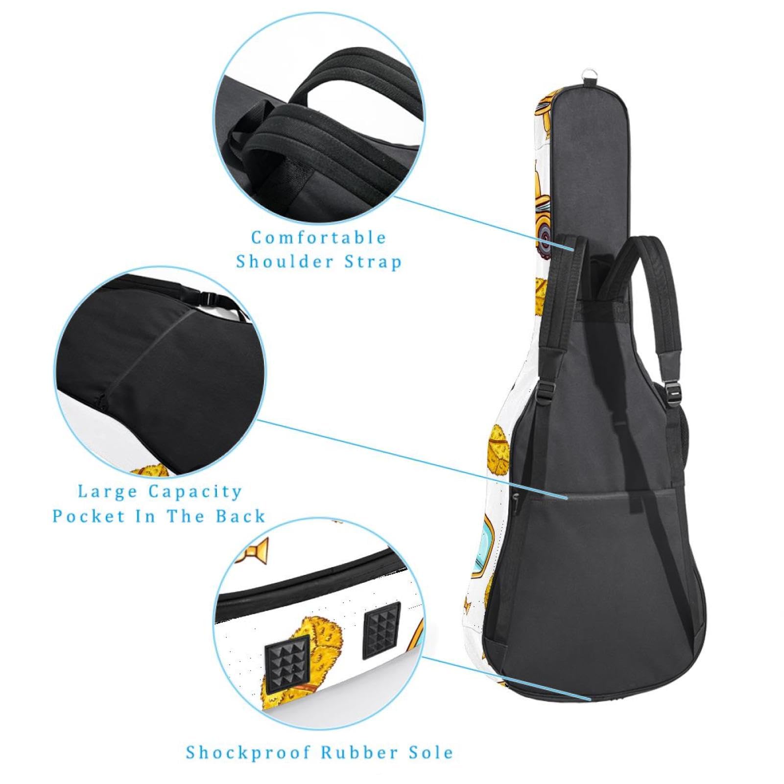 Torba na gitarę akustyczną wodoodporny plecak na gitarę grubo miękko wyściełany samochód klasyczna obudowa na gitarę, wielobarwny, 42.9x16.9x4.7 in, Organizer do torby