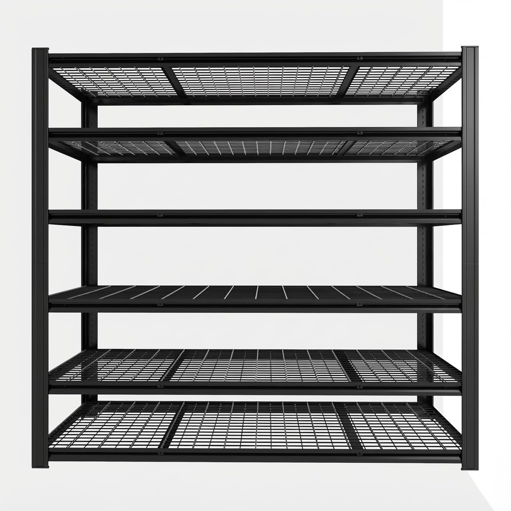 Heavy6000LBS Extra Large 84" Hx 62.12" Widex 24" D Adjustable Industrial Metal/Steel 6-Shelf-Storage-Rack Heavy Duty Utility Tall Garage/Warehouse Shelving Shelves Unit, Black