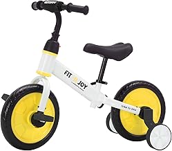 UBRAVOO Fit in Joy Children's Balance Bike, 4-in-1 Children's Balance Bike from 2 Years to 4, Balance Bike with Pedals and Stabilisers, Children's Bicycles Balance Bike for Boys Girls Yellow