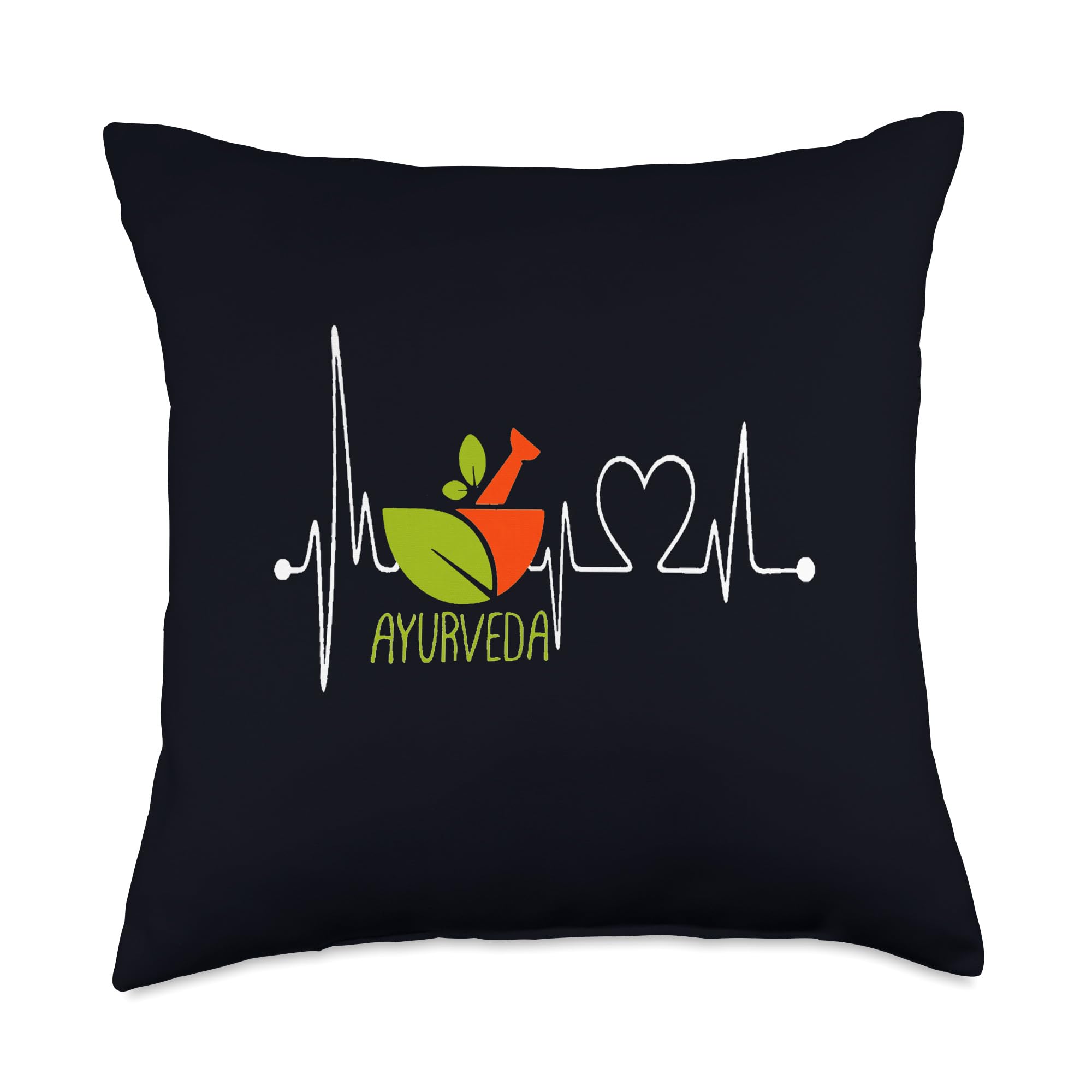 Ayurveda My Heartbeat EKG Funny Ayurvedic Homeopathy Yoga Throw Pillow