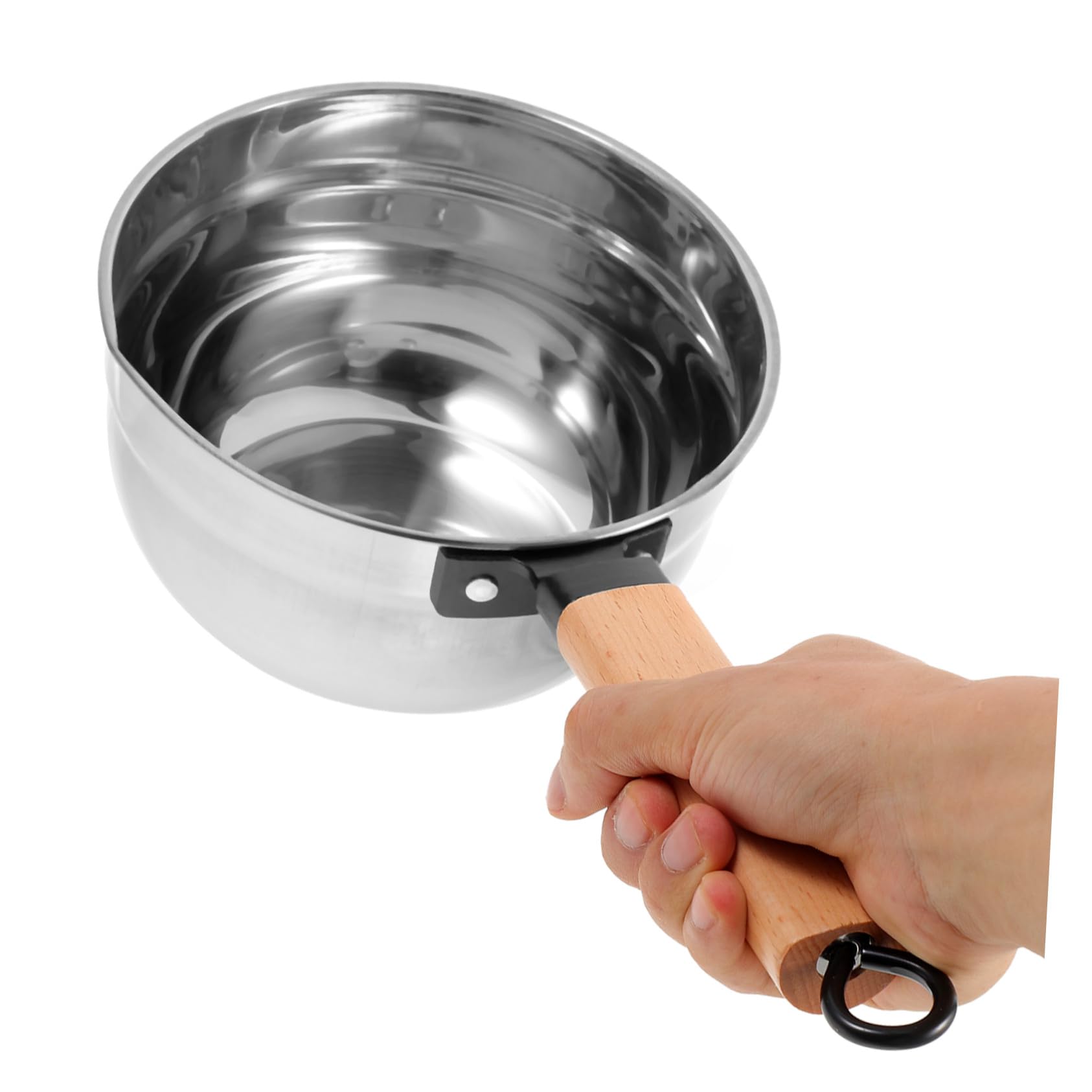 Edelstahl Schöpfkelle Silber mit Holzgriff für Küche und Haushalt