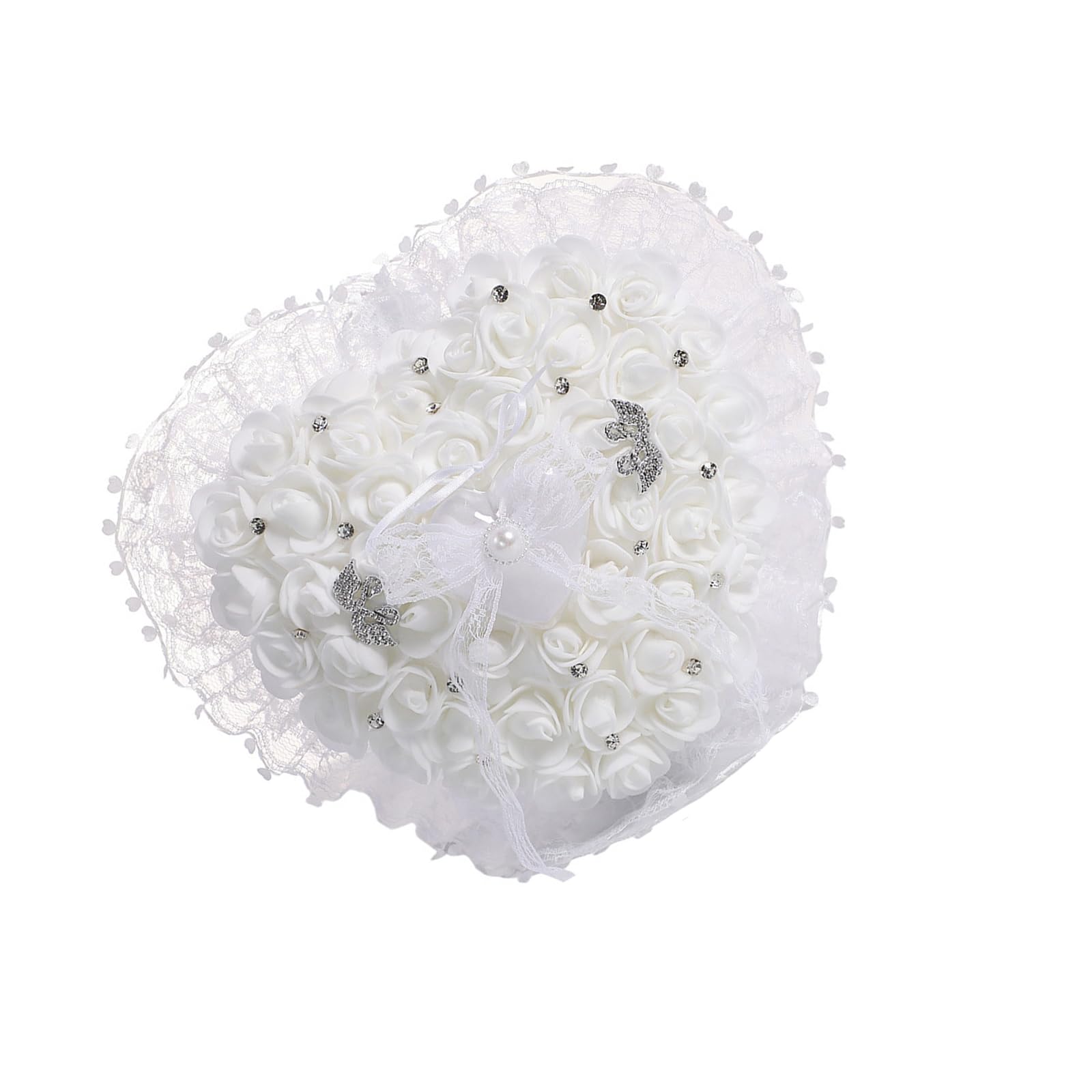 Msioytog Lavishness Pearl Embellished Hoop Box for Bridesmaid Donations Wedding Ceremony Rudiments Sateen Finish Wedding Hoop Holder Box