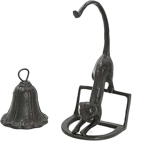 Miniatura 4 de DreamsEden Campana de escultura de gato campana decorativa de hierro fundido campana de iglesia para mesa de escritorio