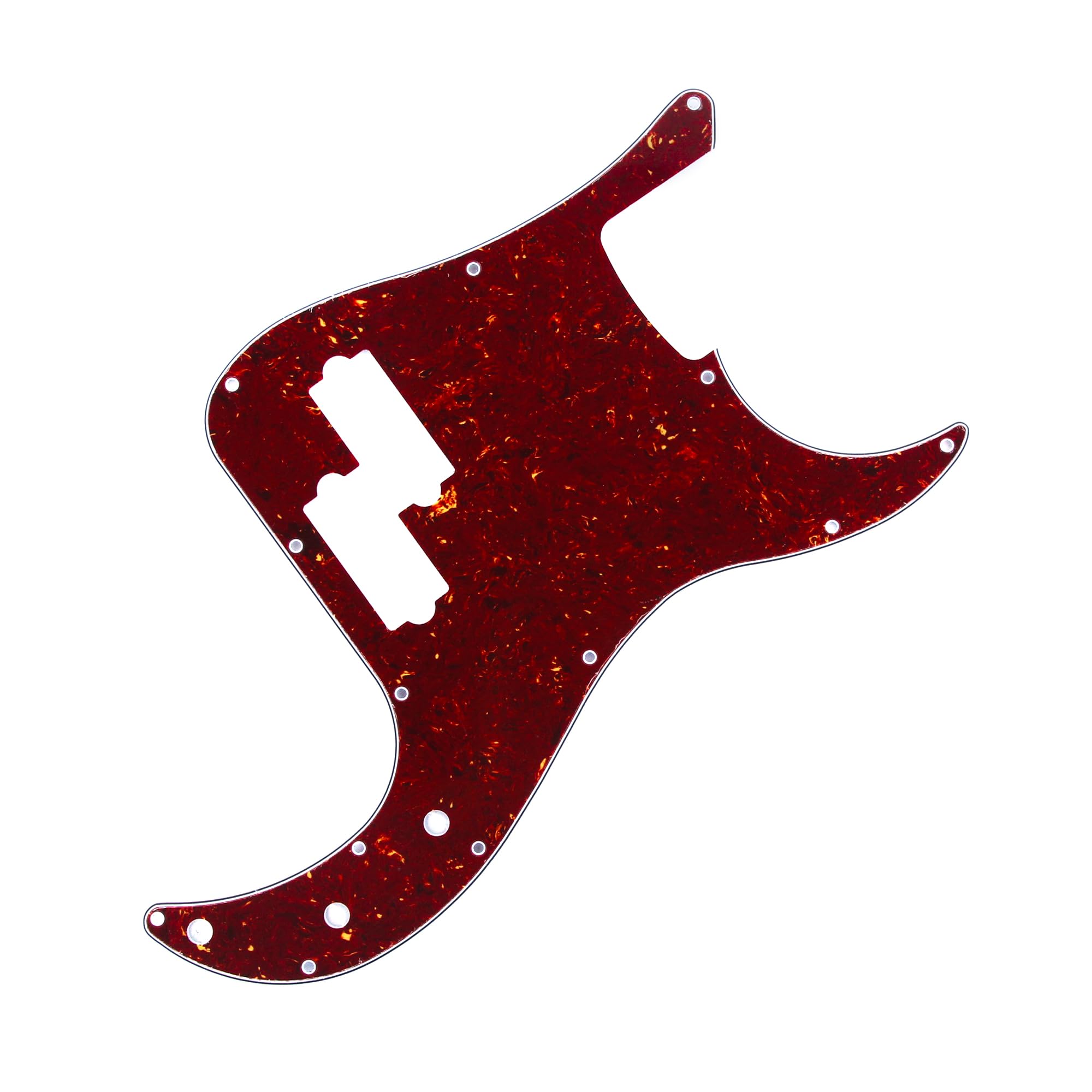 FLEOR 13-Hole Modern Style Standard Precision Bass Pickguard without Truss Rod Notch for 4 String PB Bass Model, Red Tortoise - Image 3
