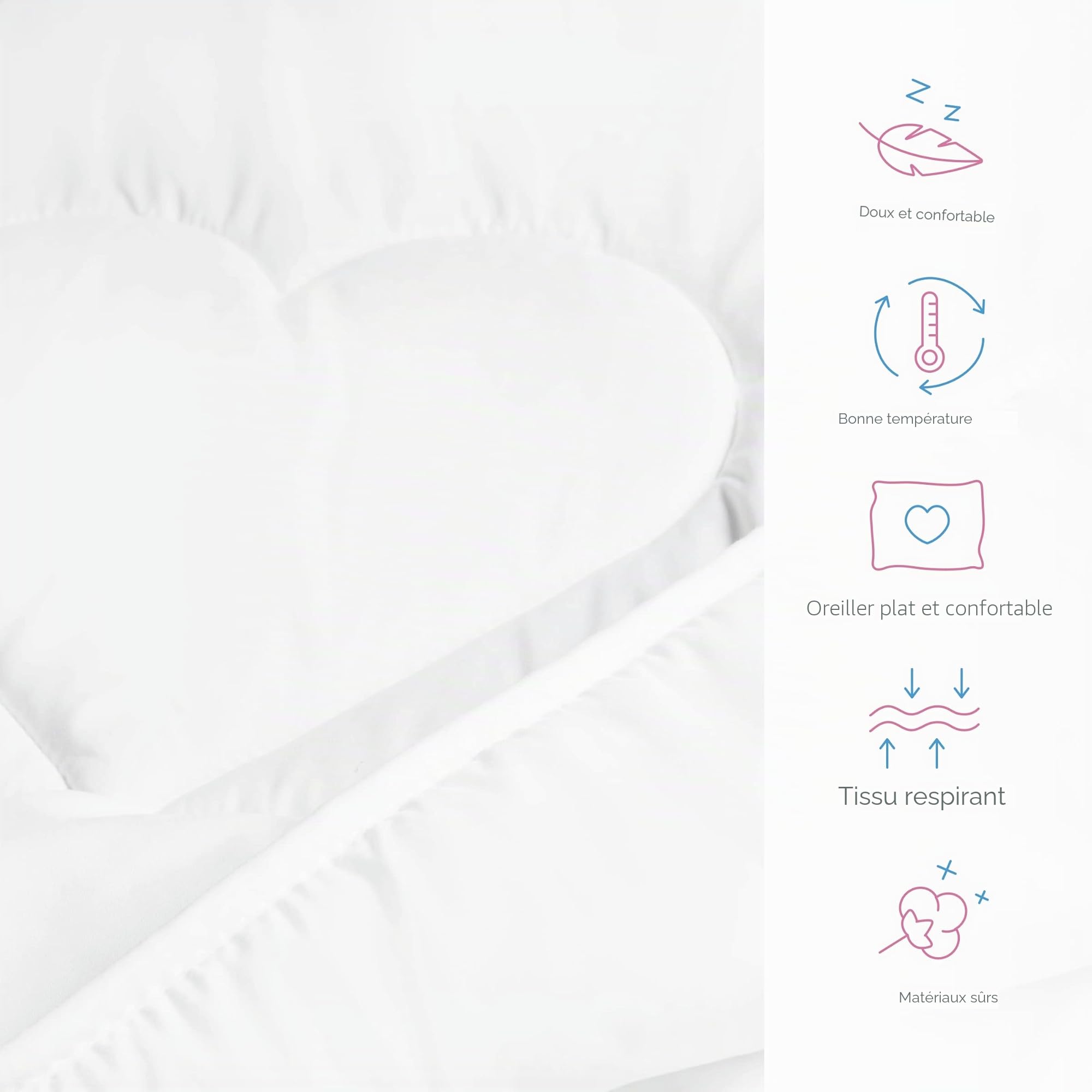 Baby Comfort Parure de lit Toutes Saisons, Couette 150x120 cm + Oreiller Plat 40x60 cm, Ensemble de Remplissage pour Tout-Petits (12 Mois+)