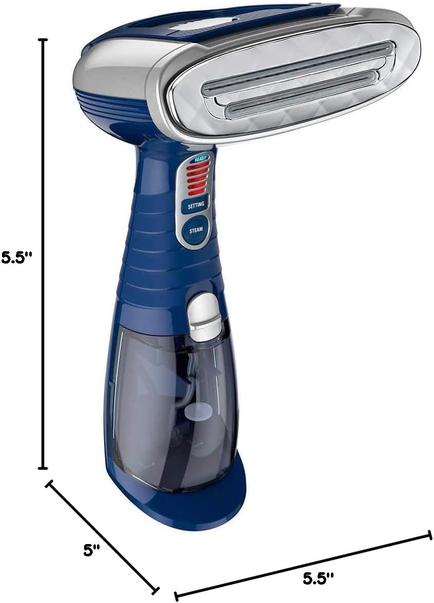 Conair Handheld Garment Steamer with dimensions labeled