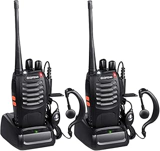 Baofeng Long Range Walkie Talkies FRS/GMRS Two Way Radios with Earpiece 2 Pack UHF Handheld Reachargeble BF-888s Interphone for Adults or Kids Hiking Biking Camping Li-ion Battery and Charger Included