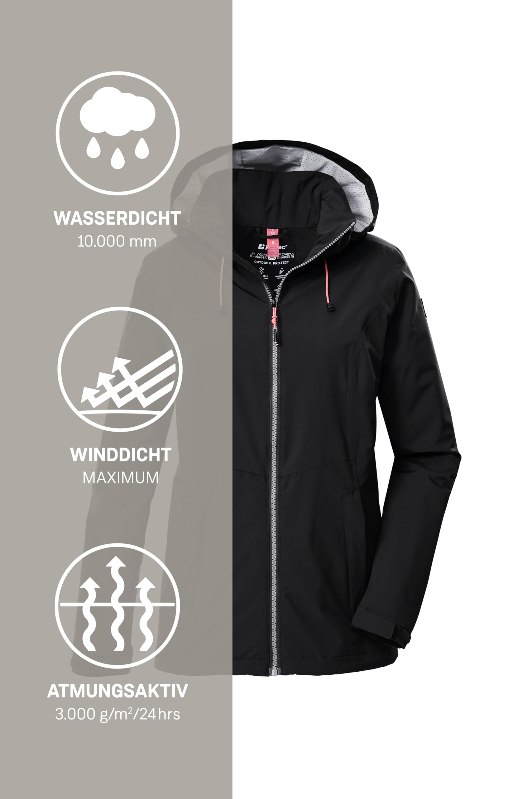 Killtec Damen Regenjacke Ooks 1 Chubasquero/Chaqueta funcional impermeable con capucha Mujer