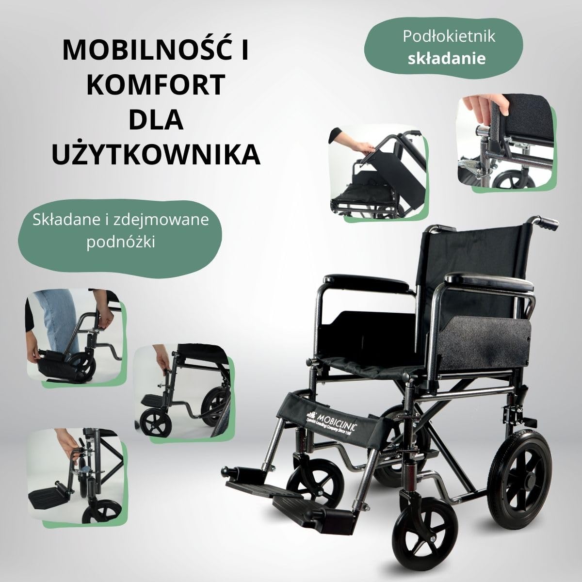 Wózek inwalidzki | Składany | Małe koła | Zdejmowane podnóżki | S230 Sevilla | TOP | Mobiclinic