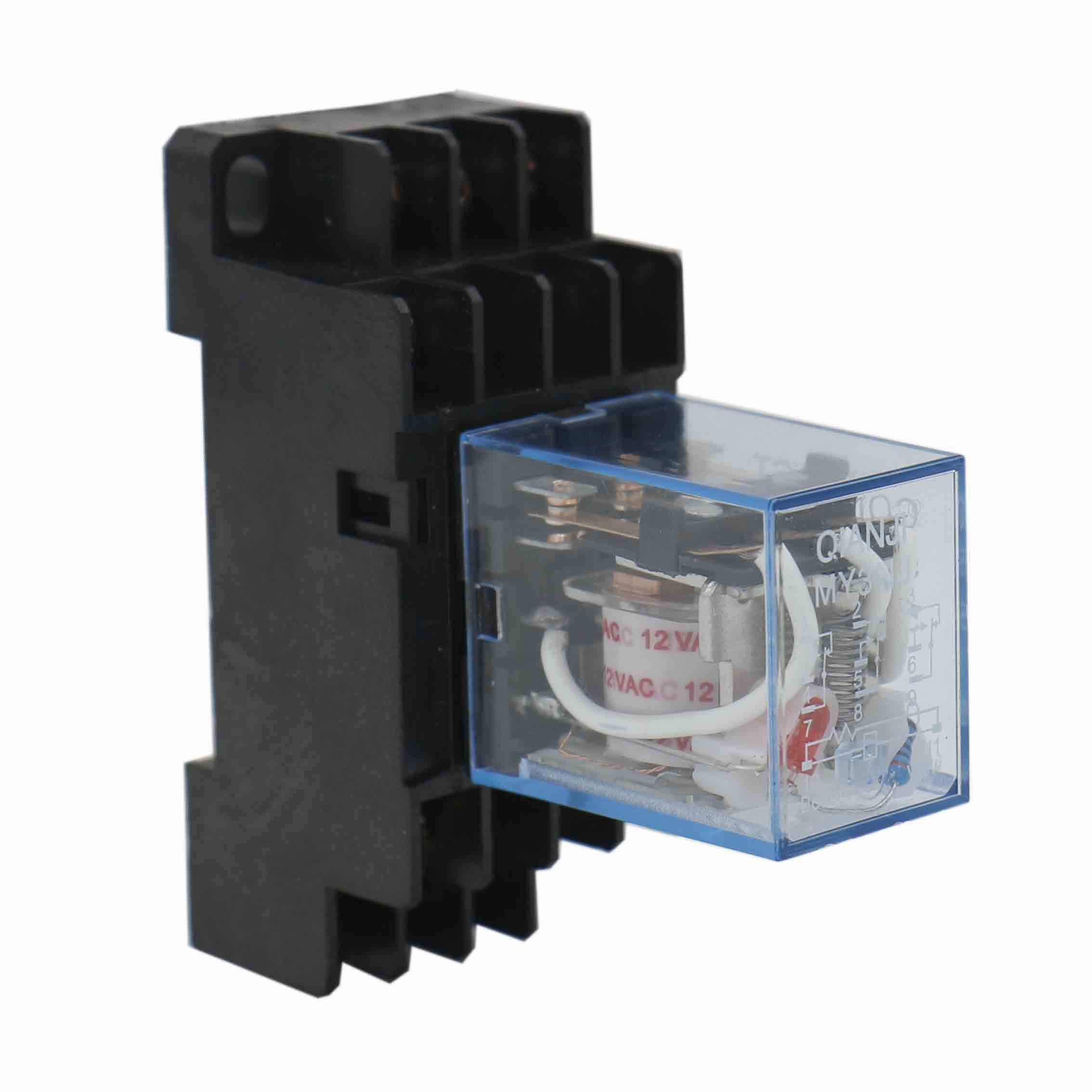 Baomain General Purpose Power Relay MY3NJ AC 12V Coil LED Indicator 11 Pin Terminal with DIN Rail DYF11A Socket Base