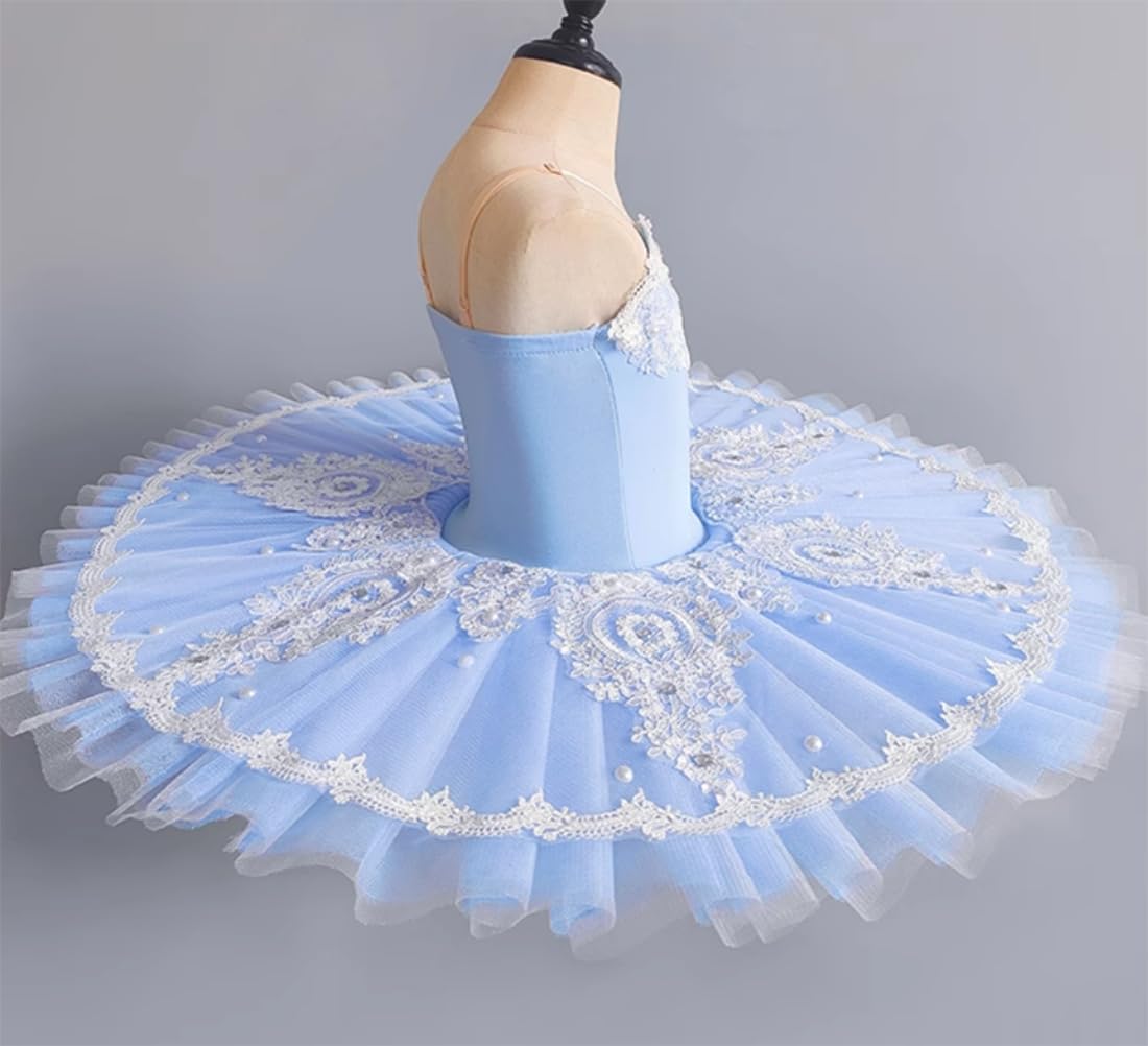 EFLALYHG Vestido de tutú Profesional de Ballet para niñas, Disfraz de Bailarina de panqueque de Lago de los Cisnes, Vestido de tutú de Ballet para Danza