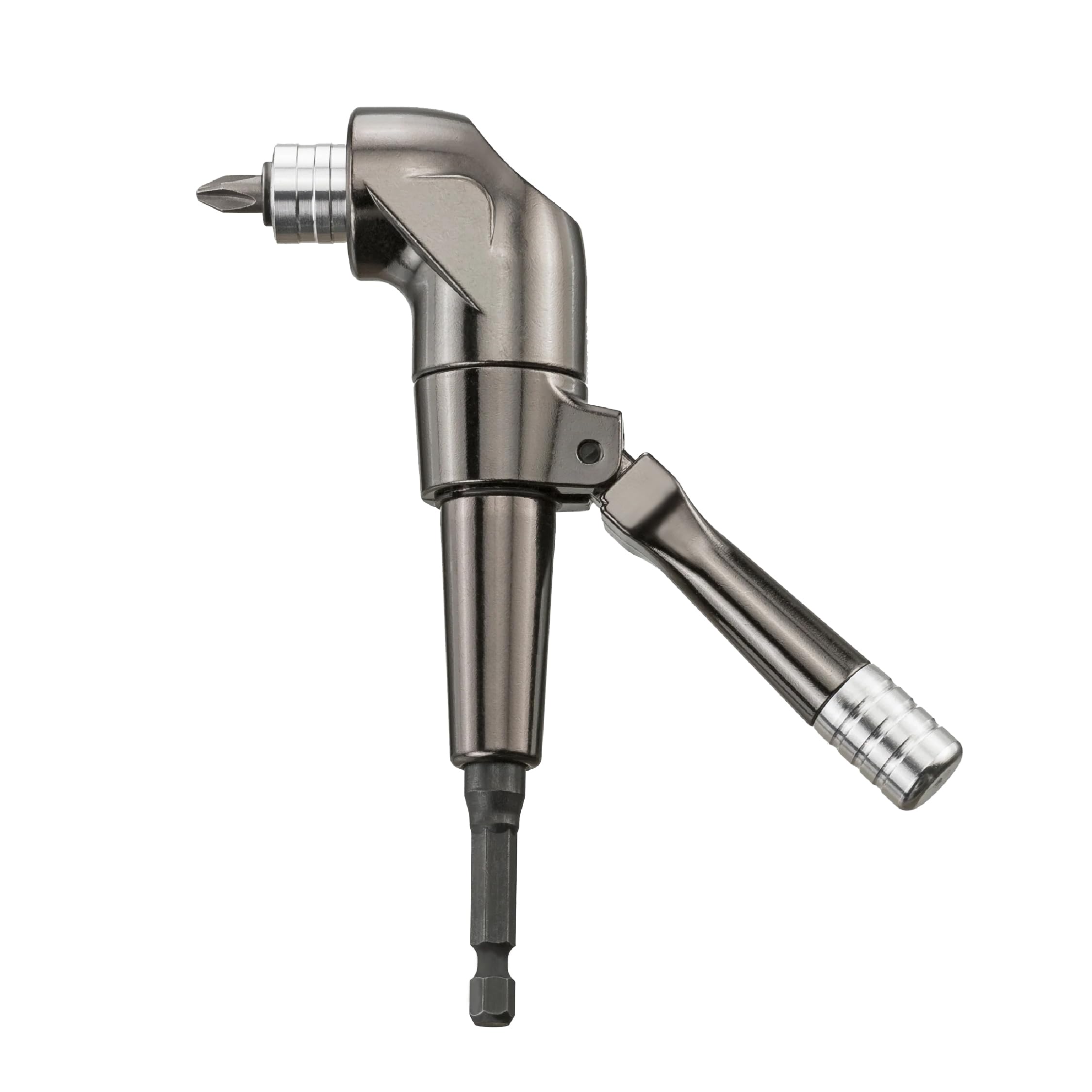 KESI Tool 1/4" Dr Impact Right Angle Drill Attachment, Right Angle Drill, 360° Rotating Head, 90° Adjustable Handle, Quick-Release Mechanism,