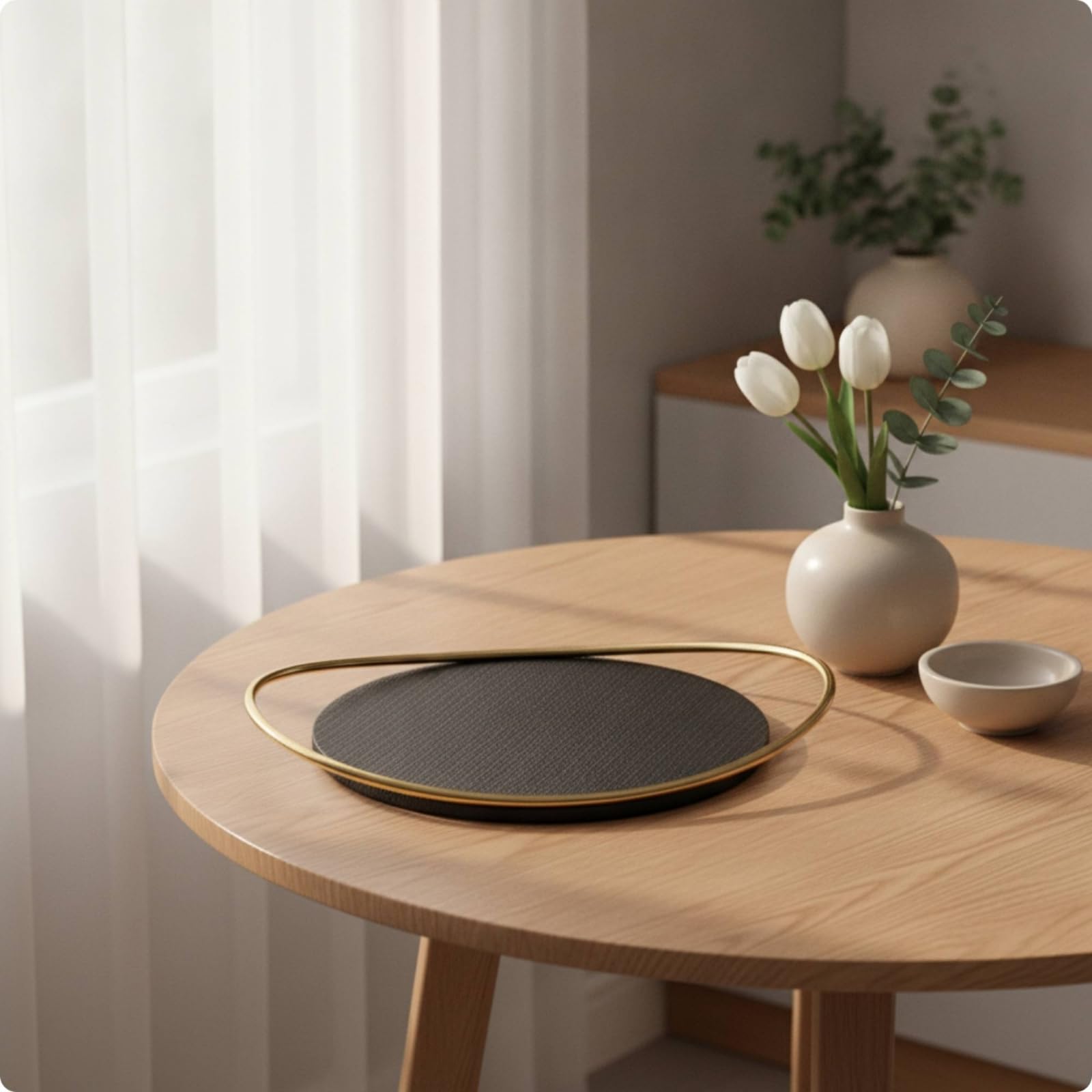 Bandeja Metálica Decorativa Borde Metálico Bandeja Ovalada Baja Adorno para Salón, Beige con Bandeja Dorada, Bandeja De Cuero Beige con Asa Dorada