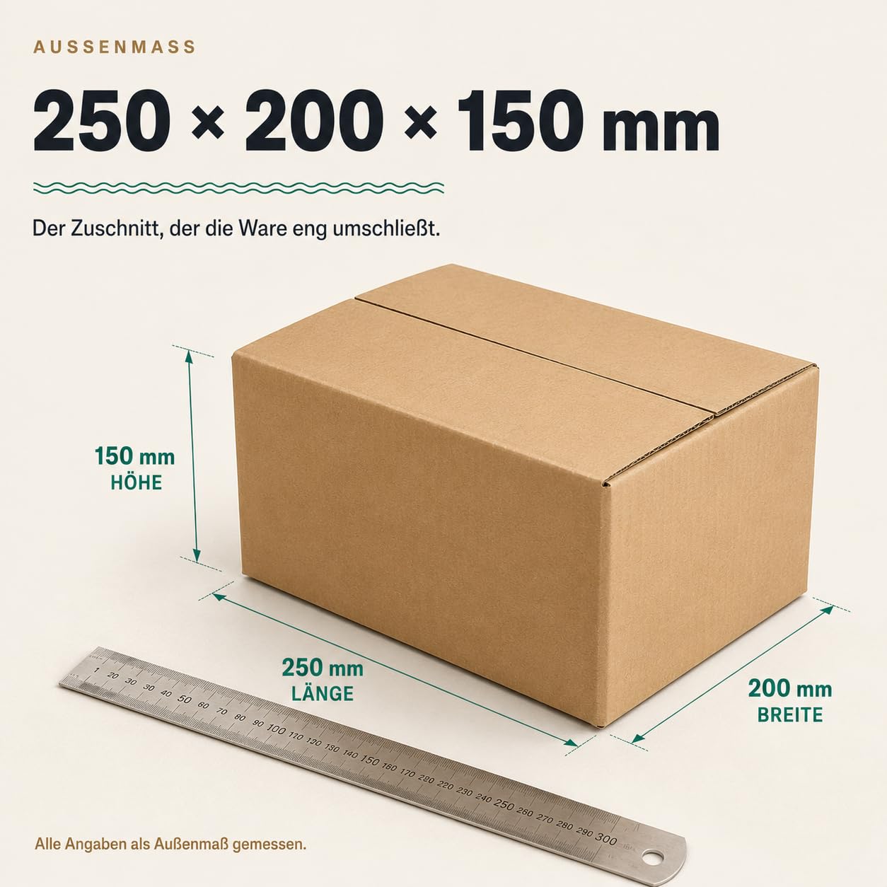 GiDeli Versandkartons Klein 25x20x15 cm - Kartons für den Versand, 60 Stück - 5-lagige Wellpappe, BC-Welle, FEFCO 0201 - Braun unbedruckt - Flach gestapelt, für Bücher, Kleidung, Tassen - Recycelbar