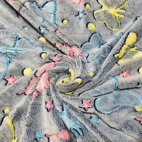 Image of Happy Hues Glow in The Dark Blanket Kids-Teens Boys & Girls Travel Lightweight Throw Blankets Soft & Fluffy (Butterfly)