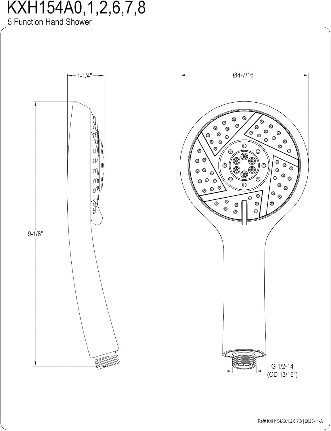 Kingston Brass KXH154A2 Vilbosch 5-Function Hand Shower, Polished Brass
