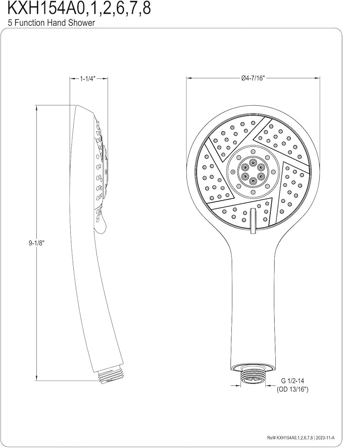 Kingston Brass KXH154A2 Vilbosch Regadera de Mano 5 Funciones, Latón Pulido miniatura 2