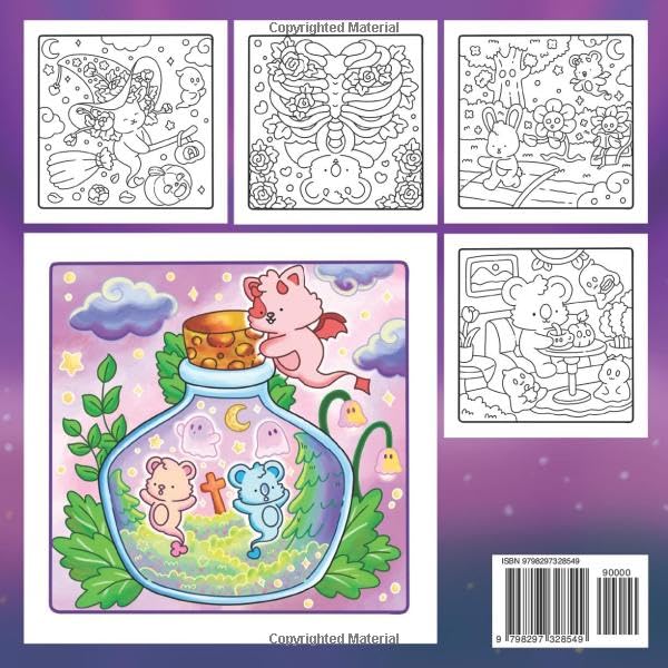 Hygge Spooky - Super Cute and Fun Adult Coloring Book: Featuring Adorable Animal Characters in Cozy, Fun Moments for Relaxation, Mindfulness and Stress Relief image 3