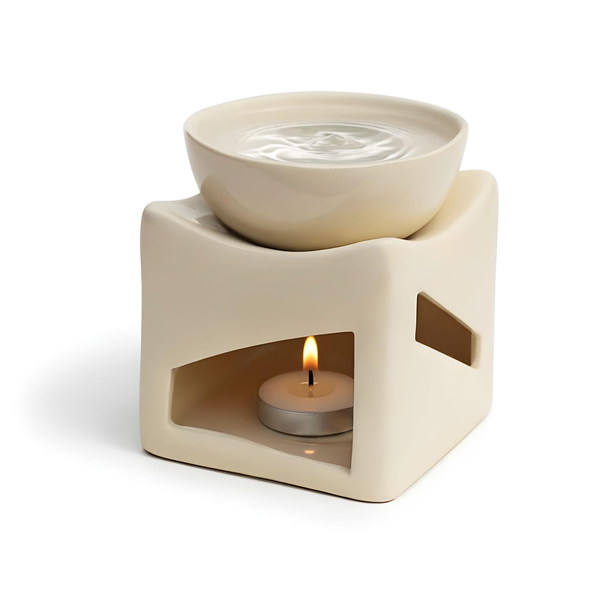 Floryn Decor Ceramic Oil Burner Diffuser for Home & Office | Aroma Oil Burner with Tealight Candle | Ceramic Fragrance Diffuser for Aromatherapy, Relaxation & Home Decor (100ml) (Cream)-image-41