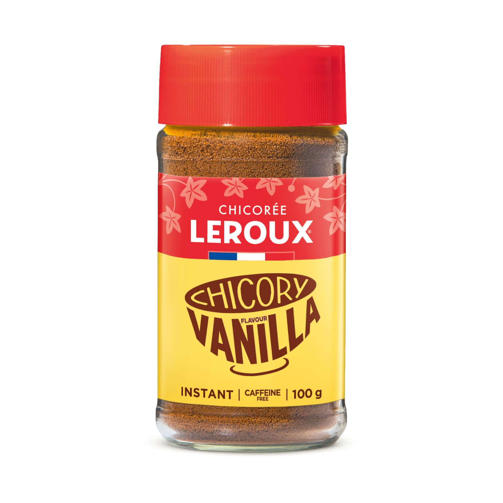 Leroux - Chicorée Soluble Vanille - 100% d'Origine Végétale - Chicorée Cultivée en France - Source de Fibres, Sans Sucres Ajoutés - Pot de 100g