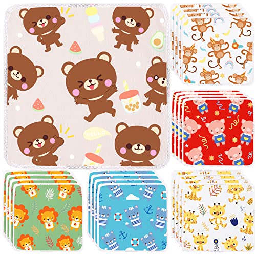 Hosuly 24 Pcs Animal Reusable Cloth Napkins For Kids 7.87 X 7.87 Inch,6 Style Summer Party Napkins Washable Dinner Cloth Soft Cute Table Microfiber Fabric Napkins For Family School Lunch #TOP23