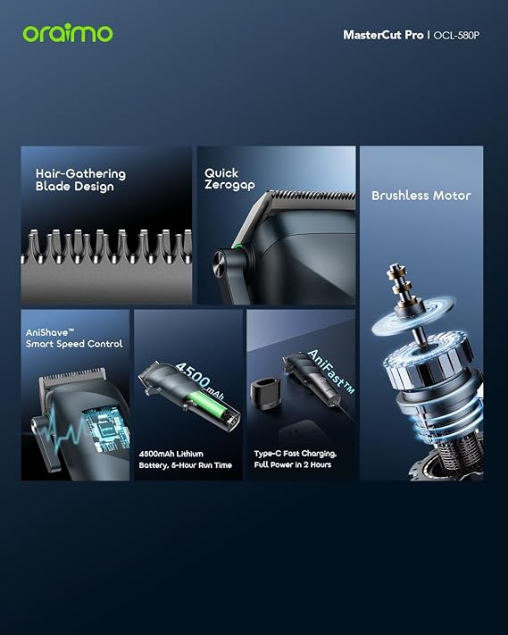 Oraimo MasterCut Pro Hair Clippers for Men, X-Shaped Ceramic Blade