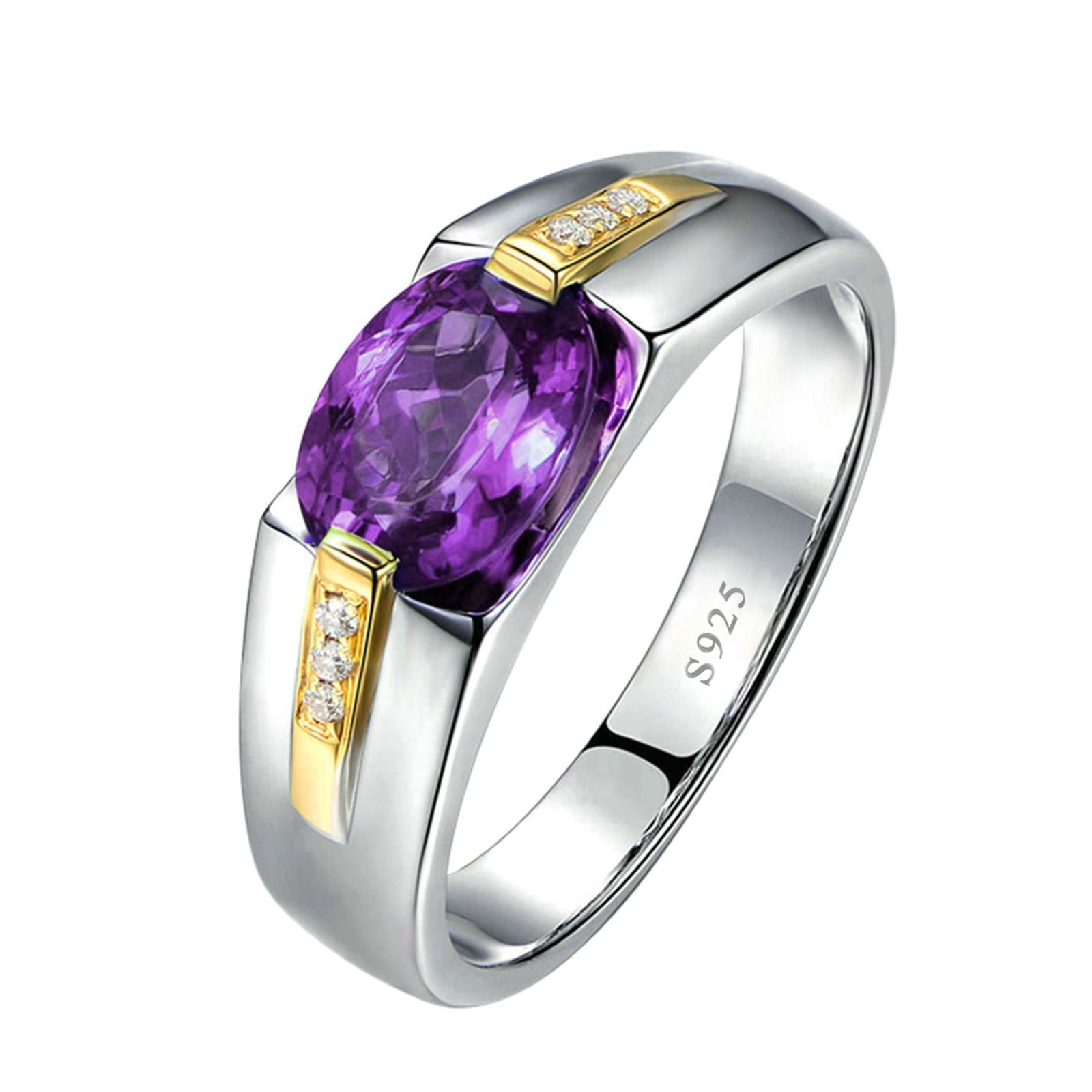 Ringe Frauen Silber 925 Frauen Ring mit Gravur Violett Bio-Farbe Zirkonia Sinnvolle Geschenke für Freundin Größe 45 (14.3)-65 (20.7)