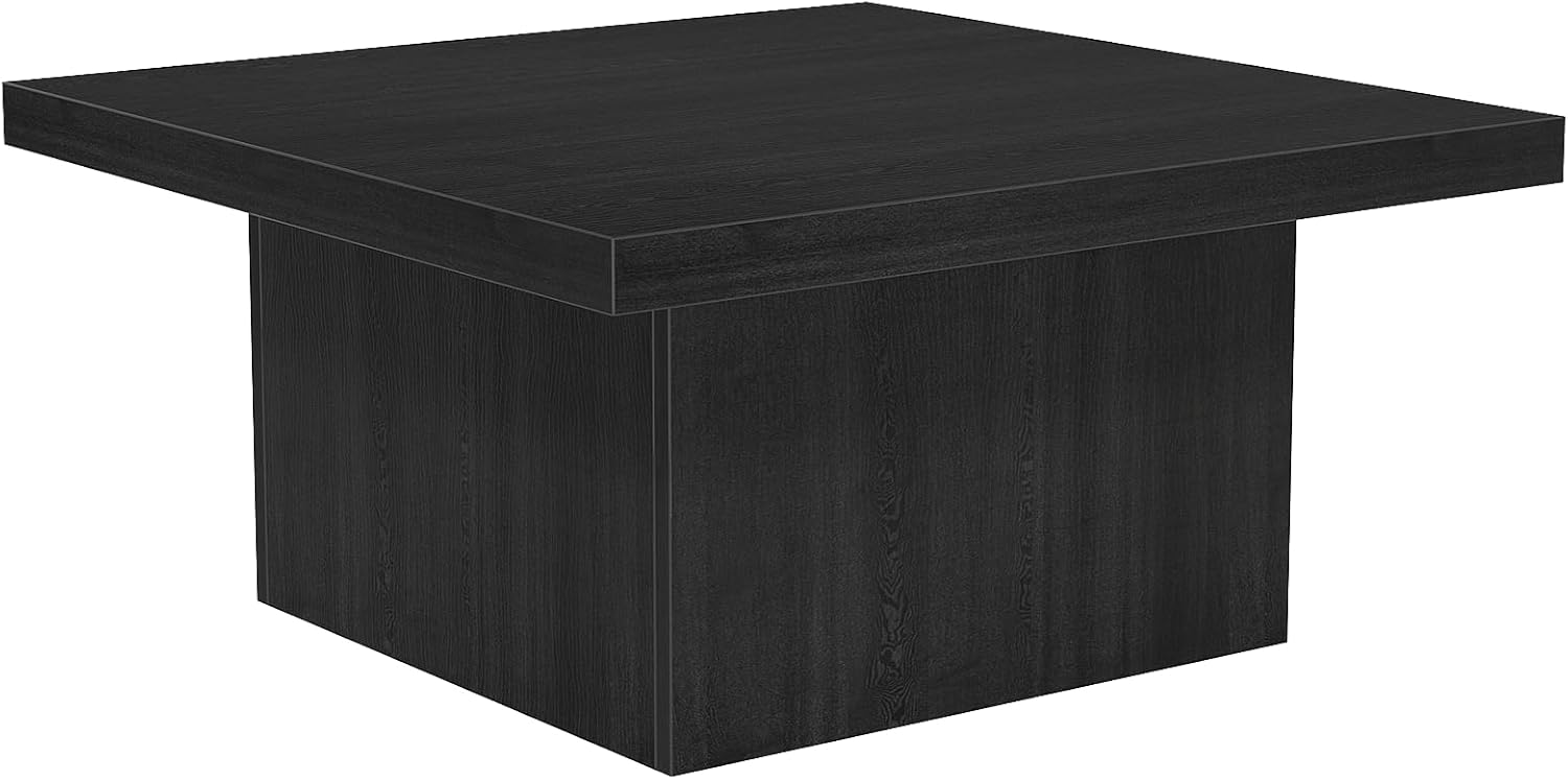 Square Coffee Table,Wooden Living Room Table,Center Table with a Large Tabletop,35.4" x 35.4",for Small Spaces, Apartments, Living Rooms, Black
