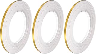 uxcell Metallic Mirror Tape Self Adhesive Tile Sticker Tape Metallic Tape Waterproof Gap Seal Foil Decorative Tape for Walls Cabinet Kitchen 5mm x 50M Bright Gold 3pcs