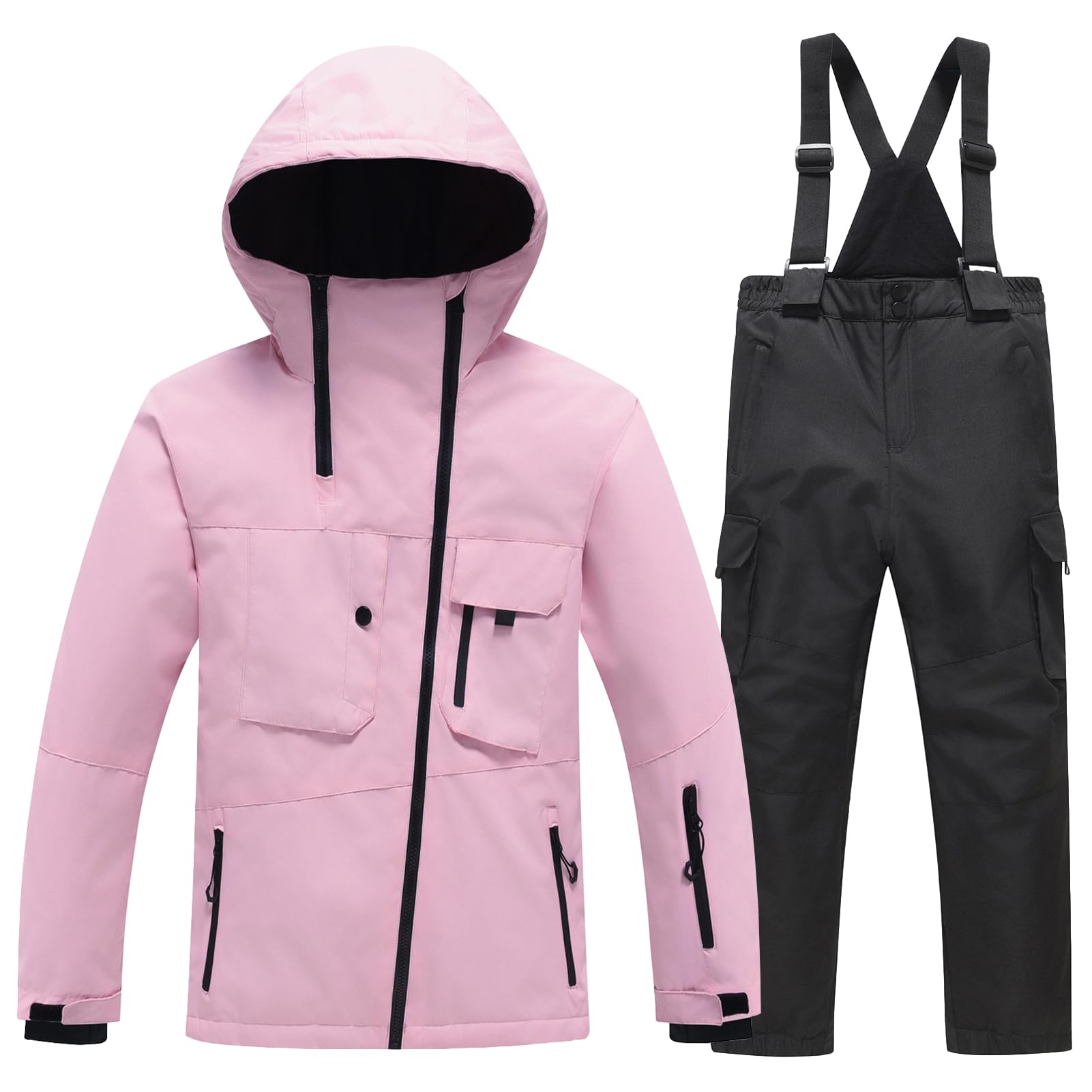 Tuta da Sci Ragazza con Cappuccio Antivento e Impermeabile Tute da Neve Ragazzo Caldo Bambino Abbigliamento da Sci